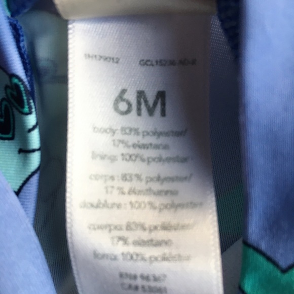 OshKosh B'gosh one piece Swimsuit 6 months long sleeves purple Narwhal shark - Picture 6 of 12